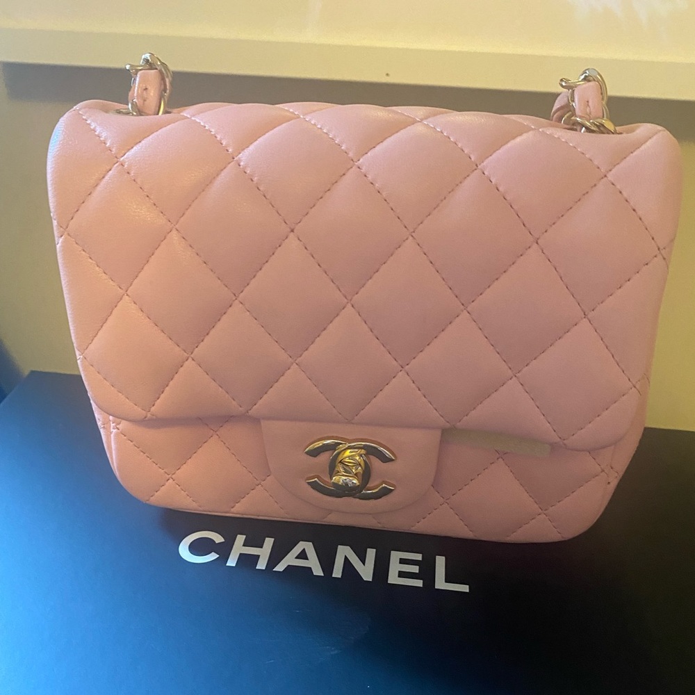Chanel 21s pink square mini Lambskin with gold hardware